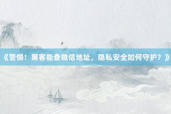 《警惕！黑客能查微信地址，隐私安全如何守护？》